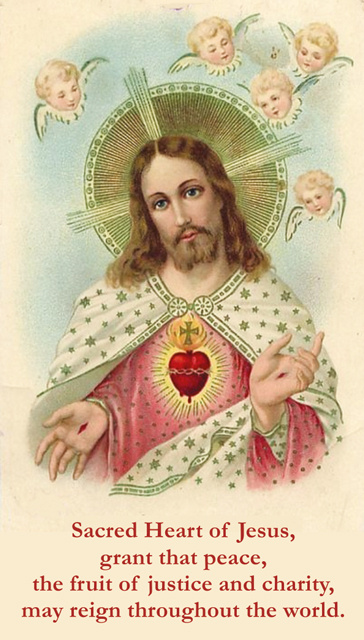 Sacred Heart - Peace, Justice & Charity Holy Card